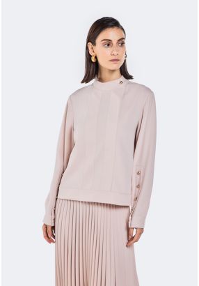 Solid Button Embellished Blouse