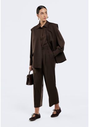 Solid Pleated-Waist Trousers