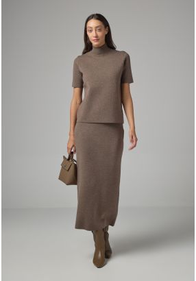 Solid Straight Cut Knitted Skirt
