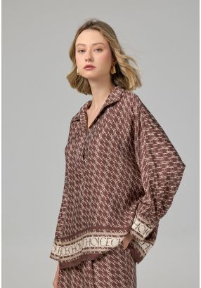 Monogram V-Neck Blouse