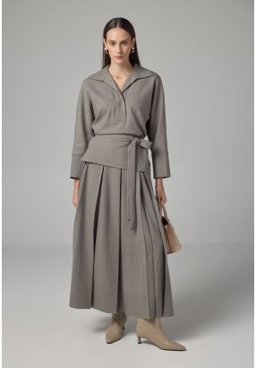 Box Pleated Flared Skirt