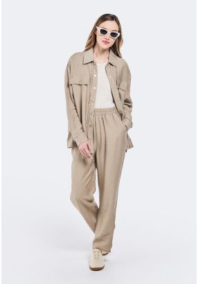 Crinkled Frayed Hem Trousers