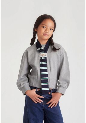 Sweatshirt with Knit Scarf 