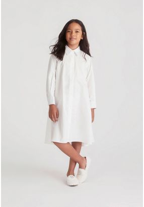 Buttoned Side-Expansion Shirt Dress