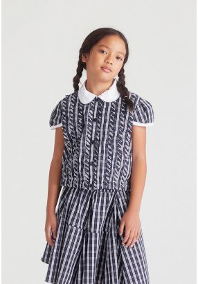 Plaid Shirt with Peter Pan collar