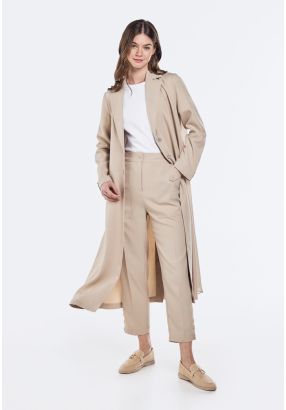 High Waist Buttoned Hem Trousers