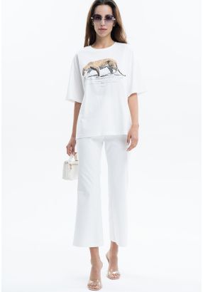 Flared Solid Trousers with Pockets -Sale
