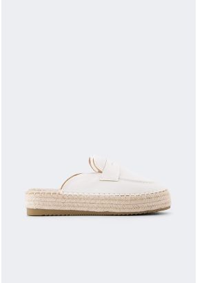 Faux Straw Details Mules