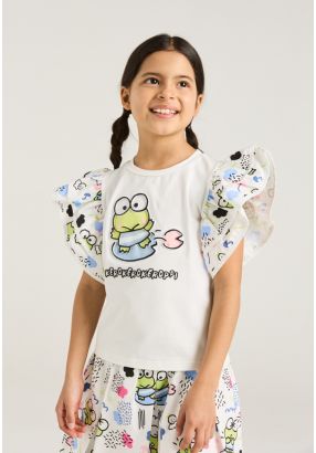 Keroppi Printed Ruffled T Shirt
