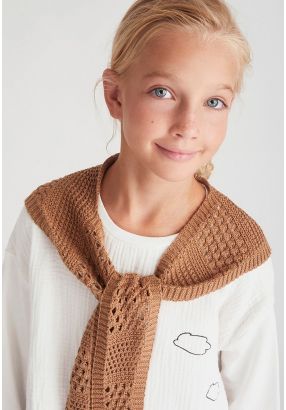 Crinkled Hoodie with Knit Scarf 
