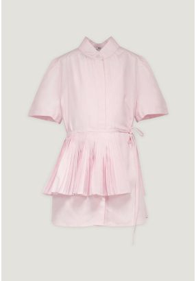 Striped Blouse with Pleated Detachable Belt
