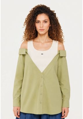 Cold Shoulder Shirt with Top Details