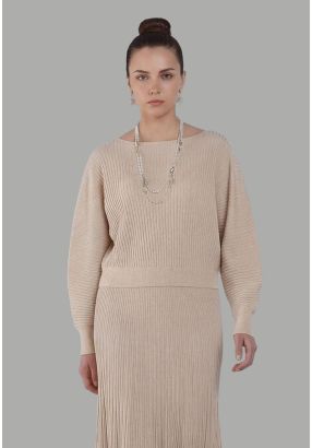 Lurex Sequins Ribbed Hem Sweater