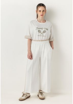 Contrast Wide Leg Sweatpants