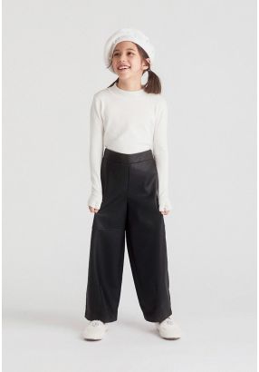 Wide-Leg Leather Trouser