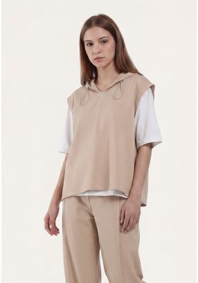 Drop Shoulder Solid T-Shirt and Hoodie Set