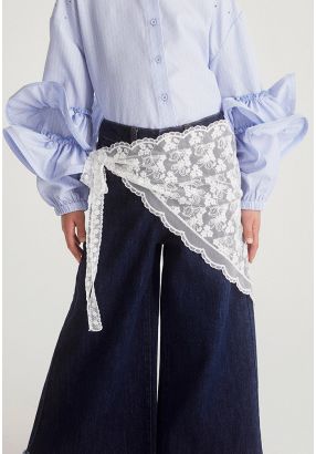 Floral Lace Tie Waist Scarf