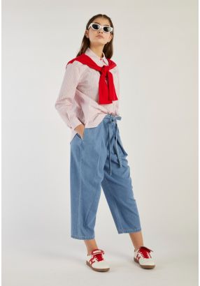 Waist Tie Overlay Denim Jeans