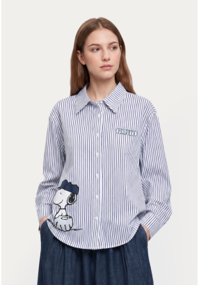 Snoopy Printed Striped Shirt