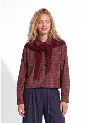 Plaid Shirt & Knitted Scarf Set (2PCS)