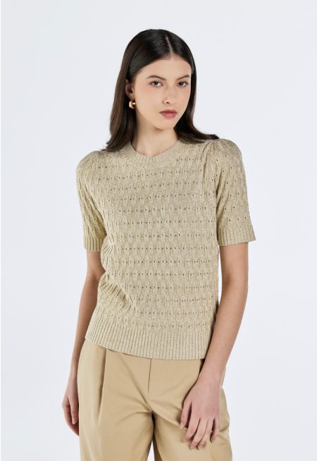 Crystal Embellished Lurex Top
