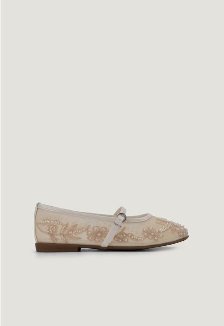 Floral Embroidered Beaded Ballerina