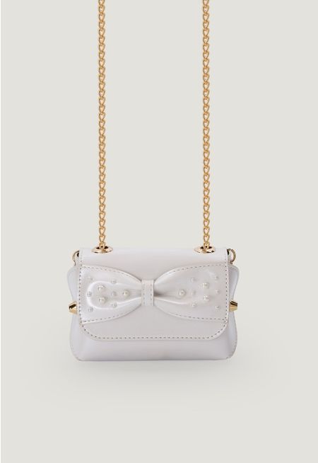 Quilted Pearls Bowed Crossbody Bag