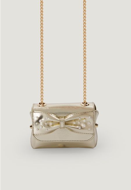 Quilted Pearls Bowed Crossbody Bag