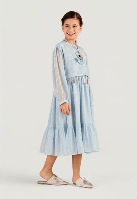 Chiffon Lurex Tiered Dress