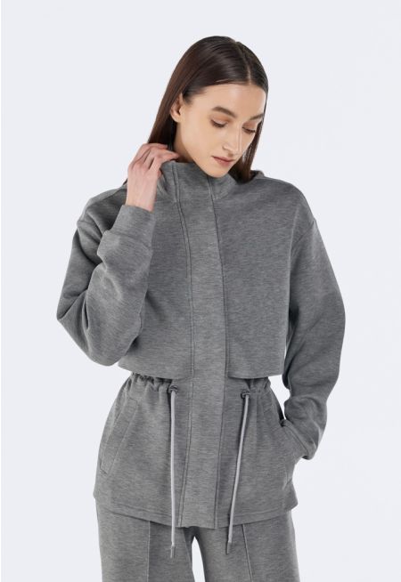 Solid Drawstring-Waist Jacket