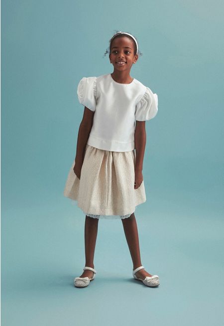 Lurex Detailed Blouse and Skirt Set (2PCS)