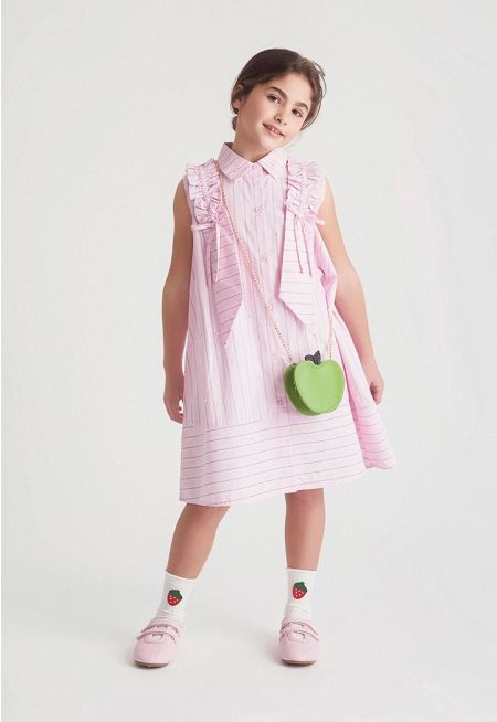 Striped Ruffled Shirt Dress