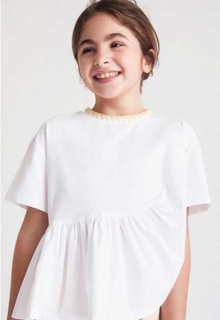 Ruffled T-Shirt with Side Slit