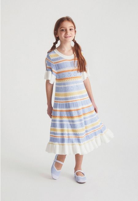Knitted Cutwork Flared Dress