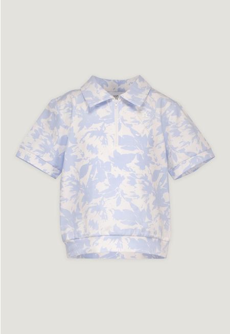 Printed T-Shirt with Shirt Collar