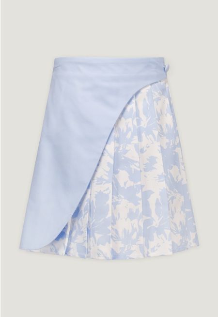 Printed Pleated Lined Skirt