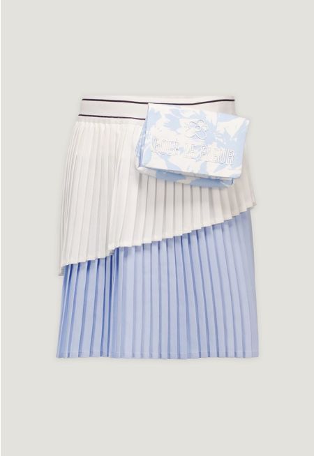 Tow-Tone Pleated Skirt with Detachable Bag