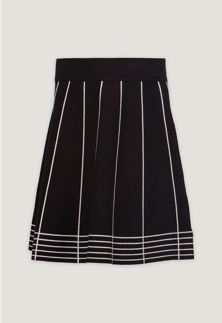  Knitted High Waist Flared Skirt