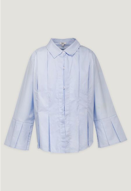  Pleated Solid Shirt