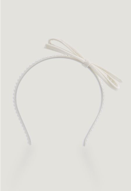 Slim Faux Pearls Bow Headband