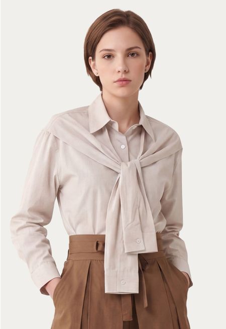 Striped Shirt with Attached Scarf