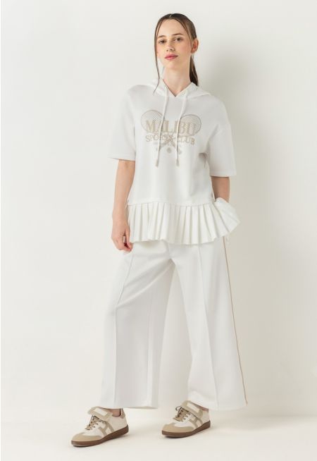 Contrast Wide Leg Sweatpants