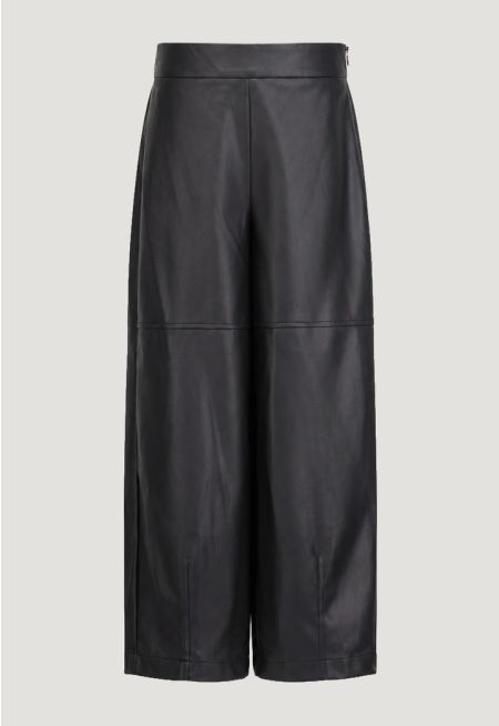 Wide-Leg Leather Trouser