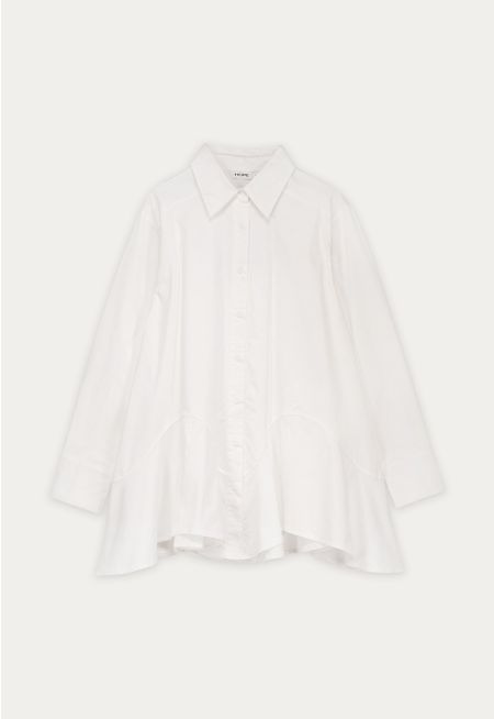  High Low Flared Hem Solid Shirt