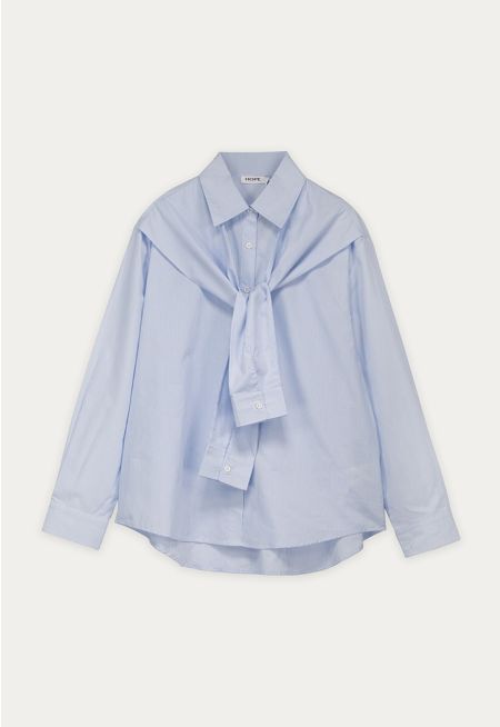 Striped Shirt with Attached Scarf