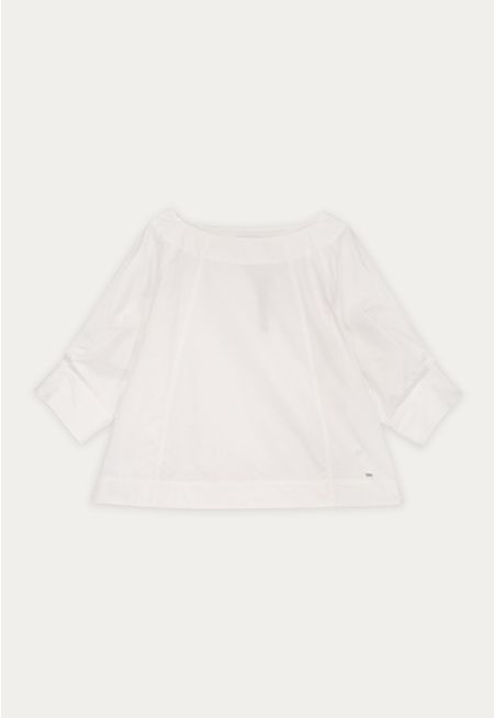 Boat Neck Solid Blouse
