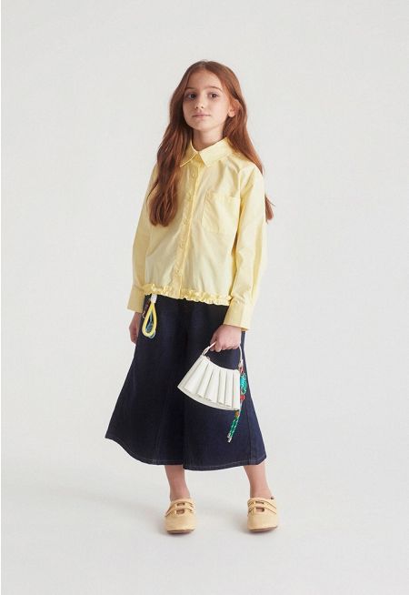 High Waist Wide Leg Culottes Jeans