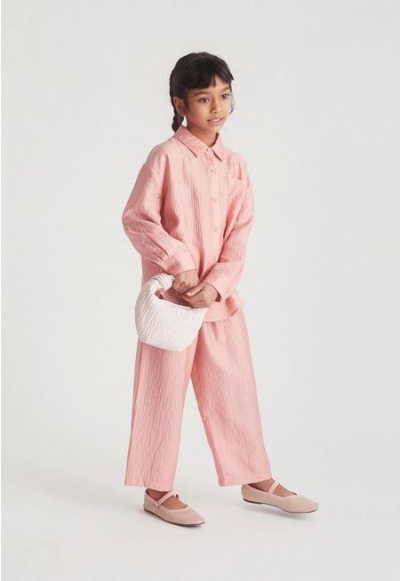 Crinkled Shirt Matching Set (2PCS)