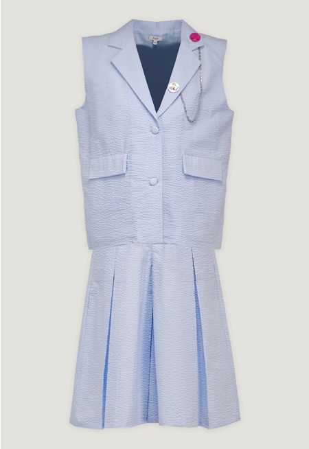 Textured Vest and Skort Set (2PCS)