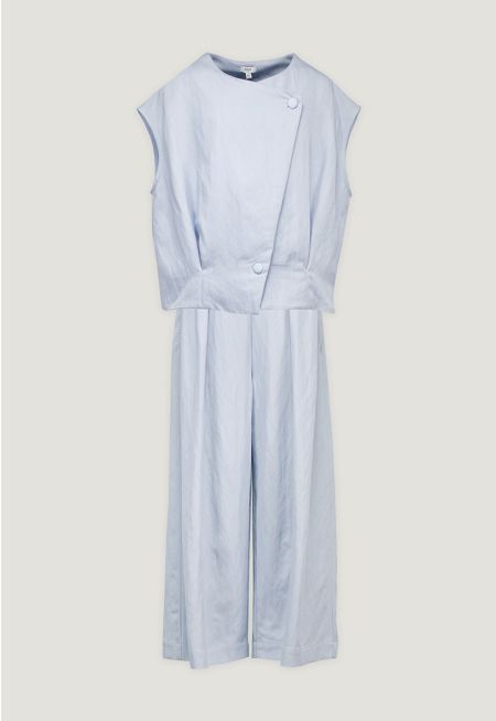 Sleeveless Blouse & Belted Trousers Set (2PCS)